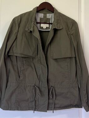 Caslon Olive Green Drawstring Utility Jacket Coat Womens Size Medium Nordstrom